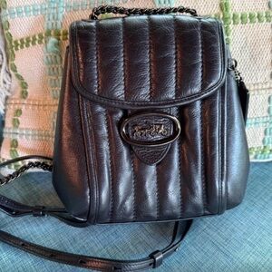 Coach Quilted Black Leather Backpack